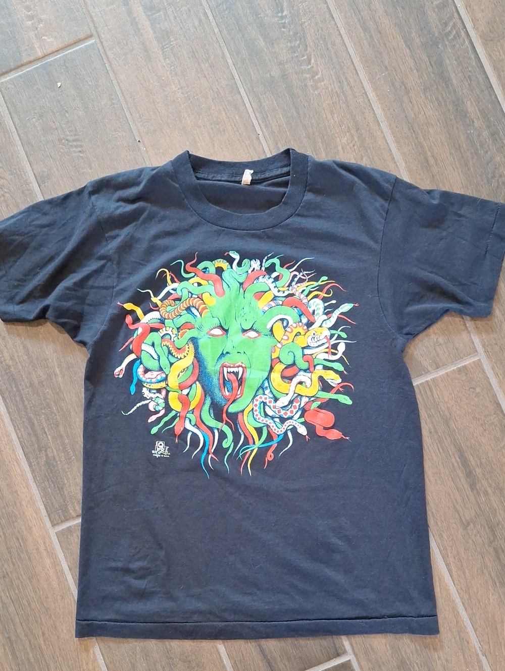 Vintage 80s Single Stitch Medusa Graphic Cotton Tee Black Size Medium
